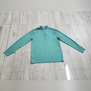 J. Hillburn men's 100% merino wool green RWF mock zip sweater size M